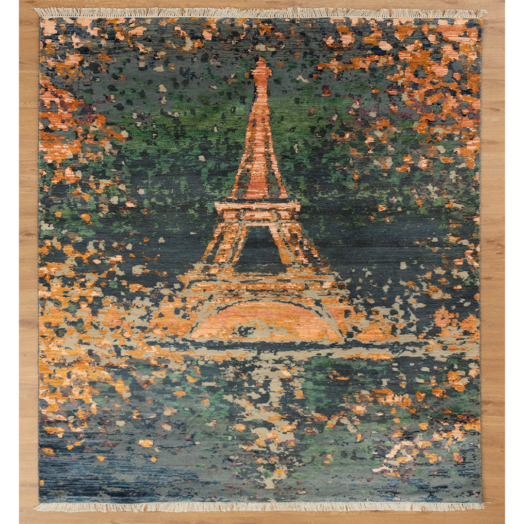 6x9 Buy Eiffel Tower Handmade Woolen Carpet | Rugs Online London